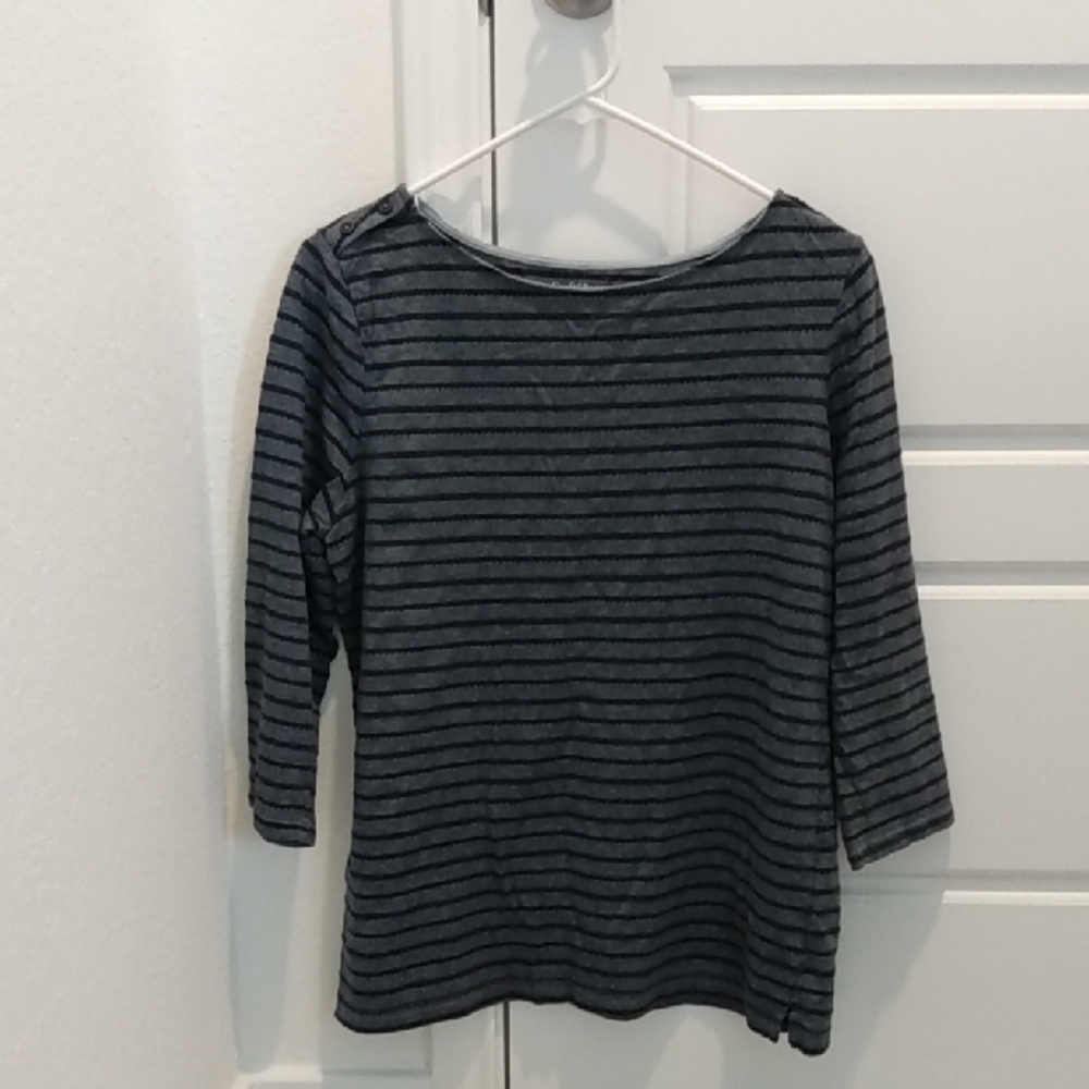 Striped Three-Quarter Sleeve Women’s Top - Blue